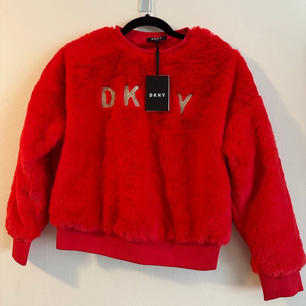 DKNY Red Fluffy Girls Sweatshirt